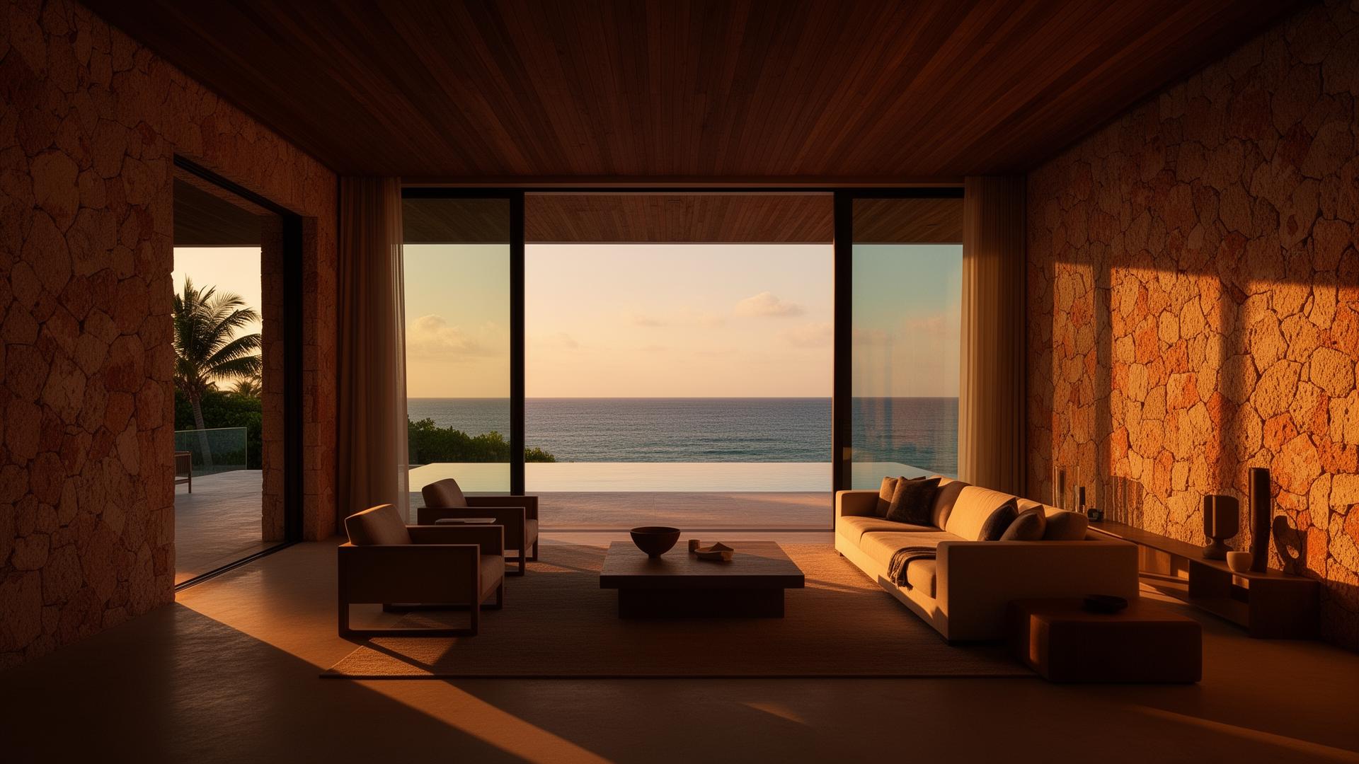 Villa de lujo al atardecer
